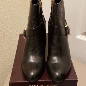 Dana Buchman Sz 8.5 Black Leather Ankle Boo Boots